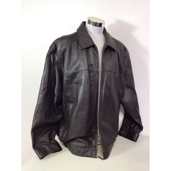 Roundtree & Yorke Brown Leather Jacket Aviator Coat Mens 3XL - Picture 1 of 11